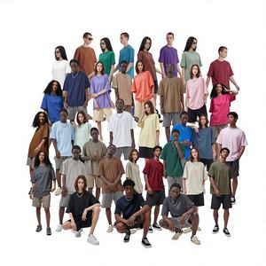 Chemises en coton vintage pour hommes grande taille 230G, col rond, double fil, antibactériennes, manches courtes, couleur unie, coupe ample - Product Image 1