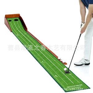 Indoor <b>golf</b> putting practice set, wooden practice set, crystal velvet carpet, putting mat, fairway <b>golf</b> practice supplies - Product Image 4