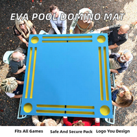 Table de Mahjong Américain Flottante Pliable, Mousse EVA Imperméable, Bleu-Jaune, avec Porte-Tuiles et Porte-Gobelets, OEM/ODM, Fête à la Piscine ou à la Plage