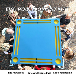 Table <span class=keywords><strong>de</strong></span> Mahjong Américain Flottante Pliable, Mousse EVA Imperméable, Bleu-Jaune, avec Porte-Tuiles et Porte-Gobelets, OEM/ODM, Fête à la Piscine ou à la Plage - Product Image 3