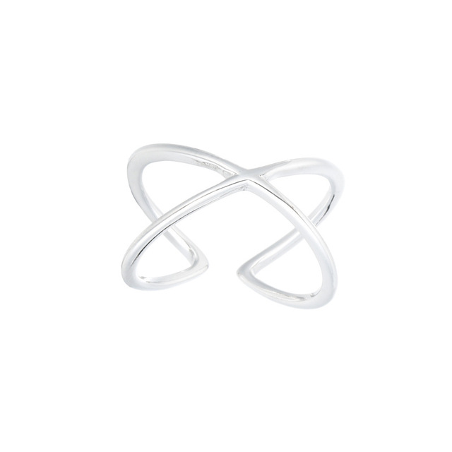 925 Pure Silver Opening Ring Simple Crossover Pure Silver Jewelry Wholesale 2022 New Trend Personality