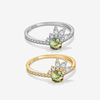 Bague Statement FUAMAY Vintage en Argent Sterling 925 Plaqué Or 18K et Rhodium, Ornée de Zircon Cubique Vert Marquise, Luxe
