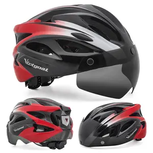 HonorTourロードバイクヘルメットサイクルヘルメットサングラス付き自転車ヘルメットリアLEDライト付き