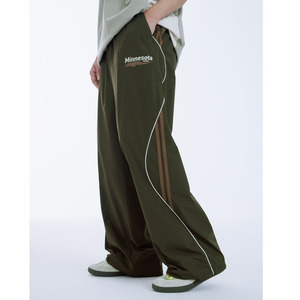 Pantalon de sport ample pour homme en tissu de coton de haute qualité, pantalon ample imprimé à jambes larges et droites, double standard - Product Image 2
