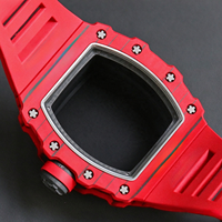 Trendige, Auffällige Rote Herrenuhr mit Kohlefaser-Gehäuse, Echtem Tourbillon, Offenem Integriertem Uhrwerk und Sportlichem Design