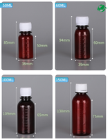 Bouteilles de sirop contre la toux maigres ambre rondes vides Bouteille en plastique PET avec bouteille de médecine à l'échelle