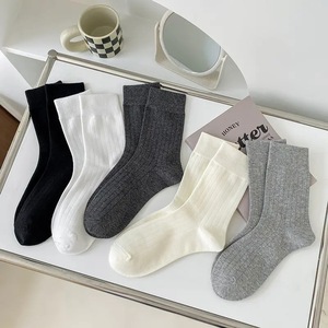 Women's Mid-Calf <b>Socks</b> Cotton Antibacterial Solid Color 3283093 Regular Casual <b>Socks</b> For Autumn <b>Winter</b> - Product Image 2