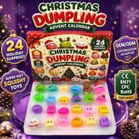 Calendrier de l'Avent de Noël : Boîte Mystère avec Jouets Anti-stress Mignons en Forme de Dessins Animés à Presser – Coffret Cadeau