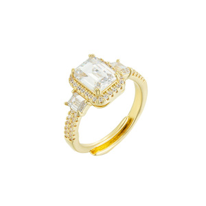 Muyu Geometric <b>Square</b> Ring With Pave Setting <b>Adjustable</b> For Everyday Wear - Product Image 5