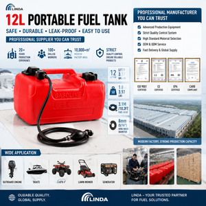 Tanque de Combustible Resistente Linda de 12L con Manguera de Combustible, Bomba Manual, a Prueba de Fugas, Aprobado por CE, EPA y CARB, Ideal para Uso Marino - Product Image 6