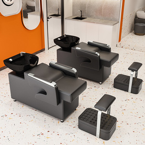 Wholesale Modern Hair Salon Shampoo <b>Bed</b> Manufacturer's Custom Ceramic Basin Semi-Reclining Head Therapy Barber Shop Washing <b>Bed</b> - Product Image 2