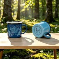 Grand stock de mugs émaillés vierges pour sublimation, personnalisables avec logo, mugs à café en métal émaillé, tasses de voyage et de camping, vente en gros