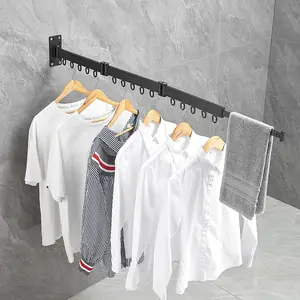 Wall Mounted Foldable Clothes Drying Rack Retractable Balcony Drying Rack Clothes Black Drying Rack For Clothes