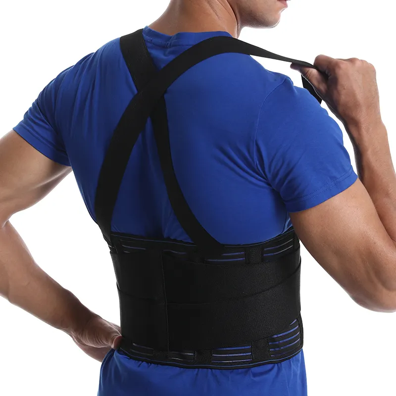 Sabuk penopang punggung bawah, sabuk pendukung pinggang rajut yang dapat disesuaikan untuk meredakan sakit