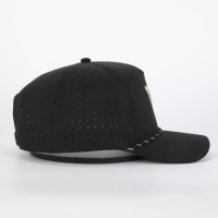 Gorra de Béisbol Deportiva Unisex de 5 Paneles con Logotipo Bordado a Mano Personalizado, Perforada con Corte Láser, Impermeable y Transpirable, de Poliéster