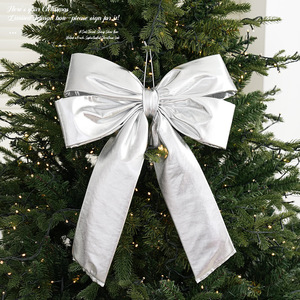 LINGKAI Large Shiny <b>Red</b> Metallic Christmas <b>Bow</b> Ornament Padded Hanging <b>Bow</b> for Front Door Wreath Xmas Tree Holiday Party Decor - Product Image 4