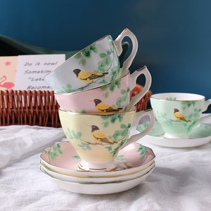 Bone <strong>China</strong> <strong>Cup</strong> with Saucer Coffee Tea Sets 200ml Gold Handle Nordic Style Eco-Friendly Dishwasher Safe Afternoon Tea &amp; Cafe Use - Product Image 2