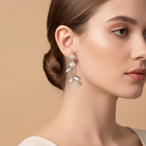 <span class=keywords><strong>XLOVE</strong></span> – boucles d'oreilles en argent Sterling 925 avec perles, élégantes, en forme de feuille, pour femmes, bijoux fins, nouvelle collection - Product Image 2