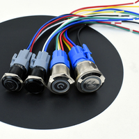 Interrupteur à bouton poussoir momentané LED 16/19/22 MM Interrupteur à verrouillage métallique étanche 12V-24V 1NO Combinaison de commutateur Max. 250V