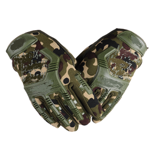 Gants tactiques HBG1001 en tissu tricoté élastique en nylon vert camouflage noir kaki avec points et languettes en silicone pour la protection - Product Image 6