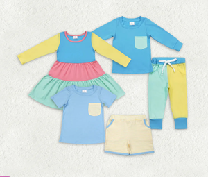 Conjunto de Ropa de Patchwork para Hermanos, Niños y Niñas, Vestidos hasta la Rodilla - Product Image 5