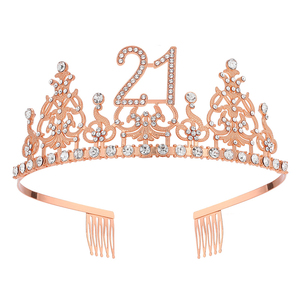 Vente en gros d'or rose 13e 30e 40e 50e bandeau d'<span class=keywords><strong>anniversaire</strong></span> en alliage avec strass 18e 21e couronne chapeau d'<span class=keywords><strong>anniversaire</strong></span> fournitures de fête - Product Image 2