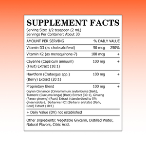 OEM Private Label Cayenne Pepper Hawthorn Turmeric <b>Vitamin</b> K2 D3 <b>Liquid</b> Drops with Cayenne Extract Immune Bone Health Drops - Product Image 2