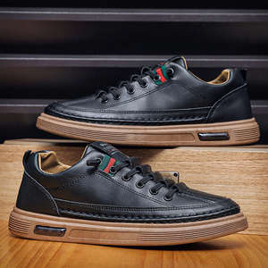 Chaussures de sport polyvalentes en cuir pour hommes – Durables, respirantes, souples, imperméables, légères, décontractées, style skateboard, pour la marche - Product Image 1