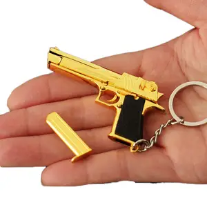 Gold Gun Keychain Mini Metal Toy Gun Desert Eagle Pendant Toy Guns Realistic Model Mini Keychain Metal Desert Eagle Model