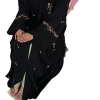 Cárdigan de talla grande con bordado de aros para mujer, negro, con dobladillo acampanado, estilo étnico, invierno 2025, vestido elegante para comercio exterior