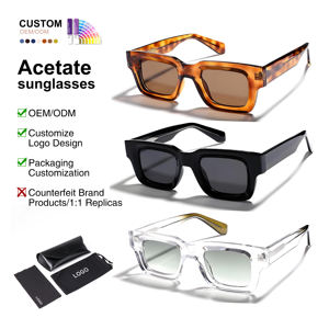 نظارات شمسية نسائية فاخرة من مادة تي آر 90، نظارات شمسية للجنسين من الأسيتات، نظارات عتيقة مربعة الشكل للرجال - Product Image 1