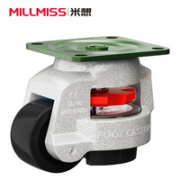 MILLMISS MC Roulettes pivotantes pour équipement, avec plaque de nivellement, support OEM, roue de 50 mm, bande de roulement dure, protections filetées 1