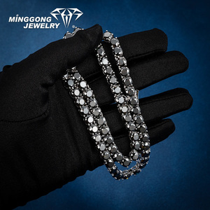 직접 공장 판매 하이 퀄리티 희귀 블랙 Moissanite 테니스 체인 목걸이 100% 다이아몬드 테스트 통과 힙합 스타일 남성용 - Product Image 1