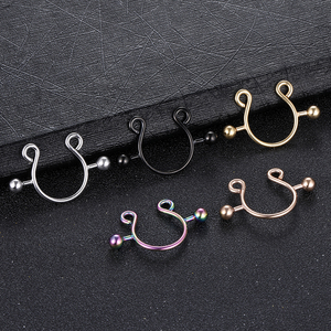 Anneau de fer à cheval en acier inoxydable 14G, non perçant, anneaux de tétons pour femmes, faux <span class=keywords><strong>piercing</strong></span> de tétons, bijoux avec doubles billes - Product Image 3
