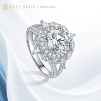 Bague de Mariage de Luxe Double Halo Florale pour Femme, Diamant de Laboratoire IGI Platine PT950 2 Carats DE VS