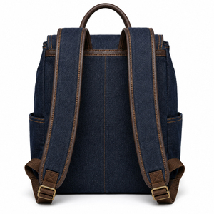 <span class=keywords><strong>Sac</strong></span> à <span class=keywords><strong>dos</strong></span> en <span class=keywords><strong>jean</strong></span> grande capacité, style streetwear décontracté, avec boucle décorative, pour le quotidien et les voyages, bleu - Product Image 4