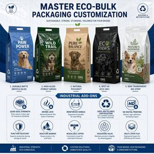 Sac d'emballage durable de 10 kg anti-odeur pour aliments pour animaux de compagnie, pochette à soufflet latéral recyclable, emballage en vrac pour aliments secs, sac de grande capacité de 20 lb - Product Image 3