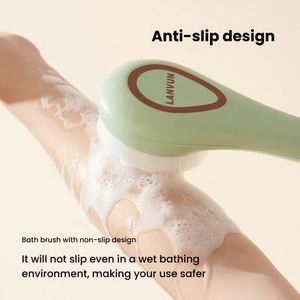 Cepillo de limpieza de nailon suave de alta calidad con mango largo, estilo ergonómico de plástico para baño o coche, para limpiar la espalda y el cuerpo. - Product Image 4