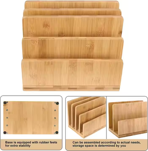 Organizador de Escritorio de Bambú 100% Natural para Archivos, Computadora, Teléfono, Almacenamiento de Escritorio, Carpeta para Papel, Porta Cuadernos, Contenedor de Correo para Oficina - Product Image 5