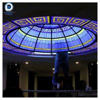 Plafond incurvé au design personnalisé Dôme en verre incurvé Dôme en verre teinté fait à la main Éclairage traditionnel Plafond en verre teinté