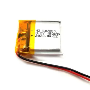 Garantia 200mah bateria de polímero de lítio 602020 3.7v 180mah lipo bateria CE FCC