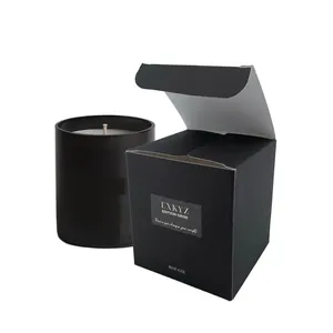 Caja de lujo personalizada para velas, cajas de embalaje para tarros de vela, color negro, a la moda