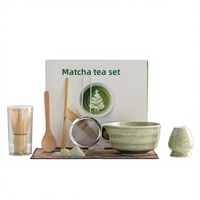 Bol à matcha en céramique de style japonais Dehua, vert émeraude, ensemble de matcha, accessoires pour la cérémonie du thé, fouet Chasen, support pour fouet, 100 fouets, outil