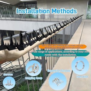 12 Piezas de Alambre de Hierro Galvanizado Negro Grande, Rollo de Alambre de Púas Antiescalada, Púas Antiescalada de 188 Pulgadas de Longitud, Disuasor de Intrusos y Ardillas para Paredes Exteriores - Product Image 6