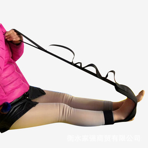 Sangle de yoga noire de 155 cm pour le fitness et les étirements, soutien de la cheville, aide à l'entraînement - Product Image 1
