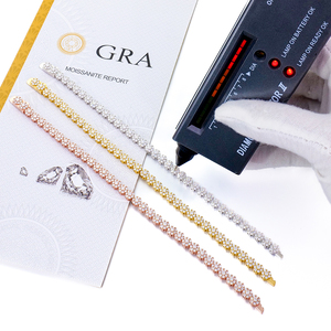 Pulsera de Cadena de Moissanita de Alta Calidad con Diseño de Racimo de Flores Heladas para Mujer, Chapada en Oro y Rodio, VVS, Estilo Tenis, Regalo para Fiesta - Product Image 5