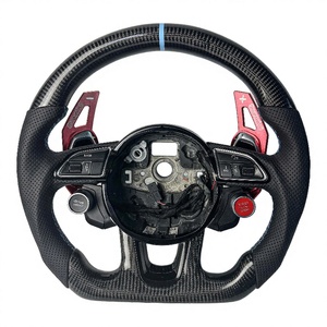 พวงมาลัยสปอร์ตคาร์บอนไฟเบอร์สีดำสำหรับรถ <span class=keywords><strong>Audi</strong></span> RS4 A4 B8 B6 S8 A5 B8 B9 RS3 A7 MK1 A8 Q5 - Product Image 2