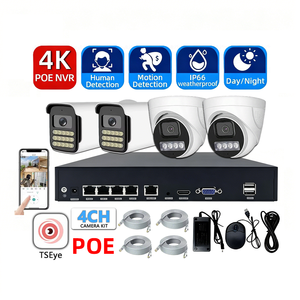 ชุดกล้องวงจรปิด TSEye 4CH POE NVR ความละเอียด 4K 8MP มาตรฐานกันน้ำ IP66 สำหรับภายนอกอาคาร พร้อมระบบตรวจจับความเคลื่อนไหว มองเห็นได้ทั้งกลางวันและกลางคืน - Product Image 1