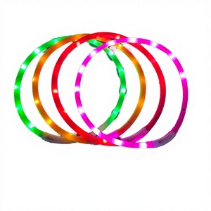 XLC 창의적인 애완동물 발광 USB 충전식 플라스틱 개 목걸이 LED 라이트 비즈 플래시 조절 가능 디왈리 - Product Image 5