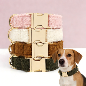 Hundehalsband für Welpen Verstellbares Haustierhalsband Metallschnalle Plüsch Samt Hundehalsbänder für Mittelgroße Hunde - Product Image 1
